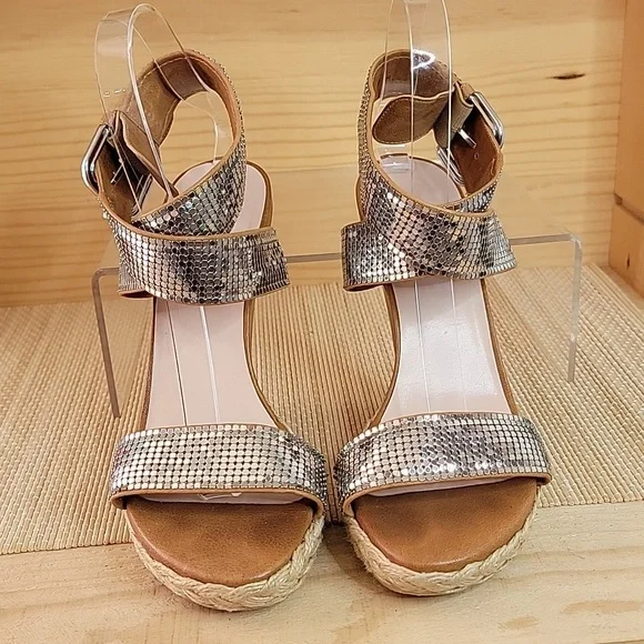 Stuart Weitzman Metal Mesh Platform Wedge Sandals sz8 - Picture 2 of 10